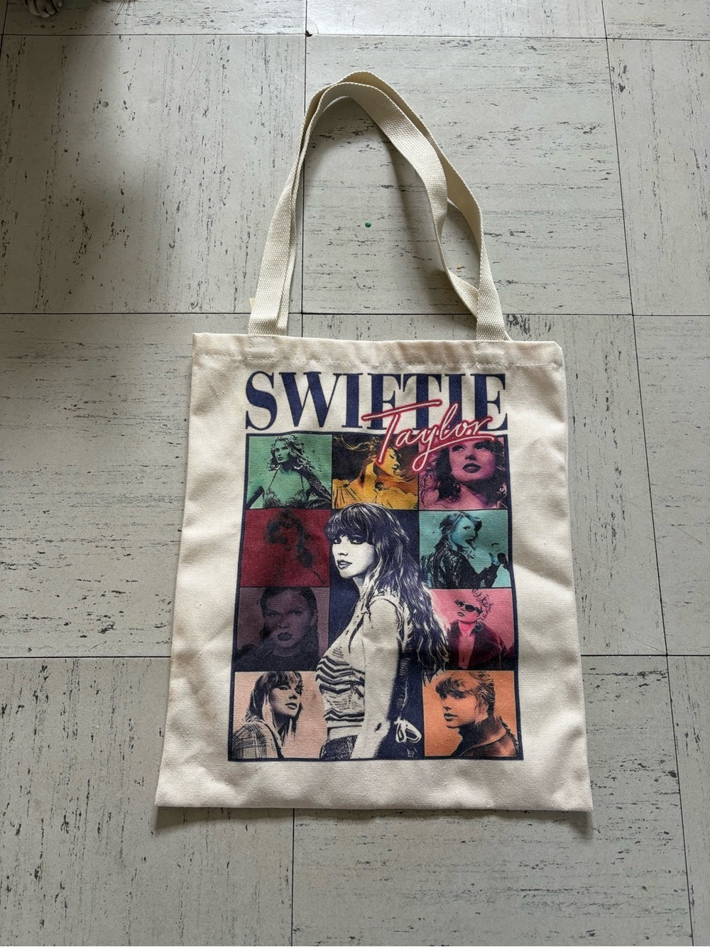 Taylor Swift Cream Multicolor Photo Grid Tote